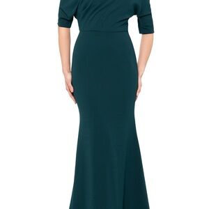 Betsy & Adam One Shoulder Teal Dress